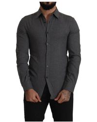 CoSTUME NATIONAL - Camicia casual grigio scuro - Lyst