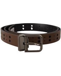 Dolce & Gabbana - Metallgurtel Aus Perforiertem Leder - Lyst