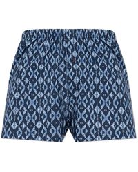 Hanro - Ondergoed ,Blauw ,Katoen Boxers Met Patroon - Lyst
