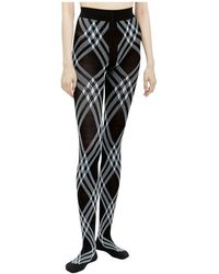 Burberry - Ondergoed ,Zwart ,Wol Check Wool Blend Tights - Lyst