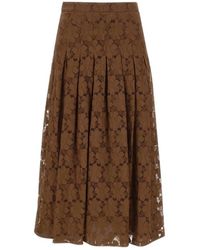 Max Mara - Rokken ,Bruin ,Katoen Mstairone Lace Midi Skirt - Lyst
