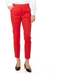 Pinko - Pantalones rojos de lino elástico - Lyst
