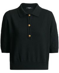 Balmain - Tops ,Zwart ,Wol Gebreide Polo Met 3 Knopen - Lyst