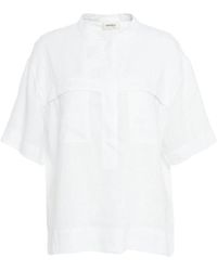 Ottod'Ame - Weiße Leinenbluse Mit Mandarin-Kragen - Lyst