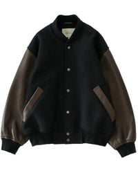 Studio Nicholson - Jassen ,Zwart ,Wol Alph Leren Bomberjack - Lyst