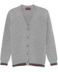Gucci - Truien & Vesten ,Grijs ,Wol Lichtgrijze Cardigan Met V-Hals - Lyst