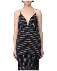 SIMONA CORSELLINI - Tops ,Zwart ,Zwarte V-Hals Mouwloze Top - Lyst
