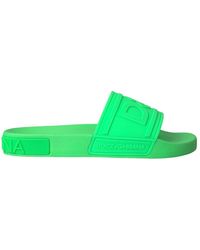 Dolce & Gabbana - Schoenen ,Groen ,Leer Groene Leren Slides Sandalen Strandkleding Schoenen - Lyst