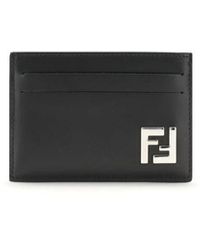 Fendi - Accessoires ,Zwart ,Leer Smalle Vierkante Kaarthouder Met Ff Motief - Lyst