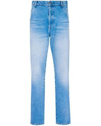 Balmain - Blauwe Katoenen Straight Cut Jeans - Lyst