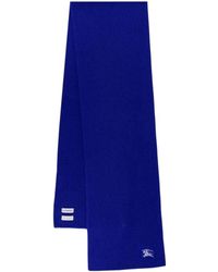 Burberry - Sciarpa in cashmere blu con ricamo ekd - Lyst