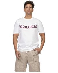 DSquared² - Tops ,Wit ,Katoen Vintage Fade Cool Football Fit T-Shirt - Lyst