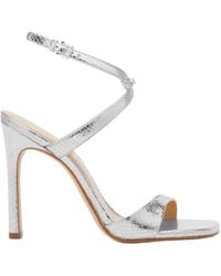 Michael Kors - Schoenen ,Grijs ,Leer Zilveren Leren Open Teen Sandalen - Lyst