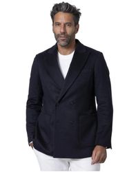 Altea - Jassen ,Blauw ,Kasjmier Marineblauwe Kasjmier Double-Breasted Blazer - Lyst