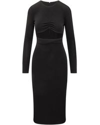 DSquared² - Kleedjes ,Zwart ,Leer Elegante Viscose Midi Jurk - Lyst