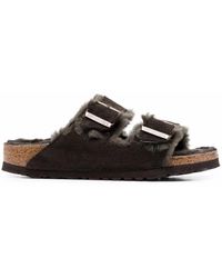 Birkenstock - Shearling Gevoerde Sandalen Met Dubbele Gesp - Lyst