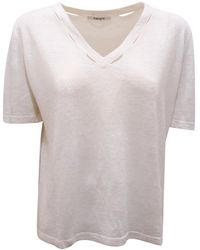 Kangra - Truien & Vesten ,Wit ,Linnen Linnen V-Hals Top Model 8960 - Lyst