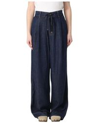 7 For All Mankind - Blaue Wide Leg Jeans Mit Kordelzug - Lyst
