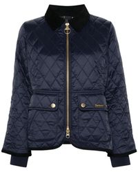 Barbour - Jassen ,Blauw ,Leer Beadnell Fitted Quilted Jacket - Lyst