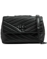 Tory Burch - Schwarze Chevron Schultertasche - Lyst