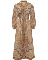 Zimmermann - Wanderlust Plunge Midi-Jurk - Lyst
