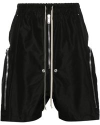 Rick Owens - Recycelte schwarze popeline shorts mit plissierten details - Lyst