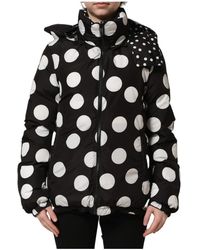 Dolce & Gabbana - Zwarte Witte Polka Dot Capuchon Blouson Jas - Lyst