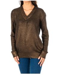 La Martina - Truien & Vesten ,Bruin ,Wol V-Hals Truien - Lyst
