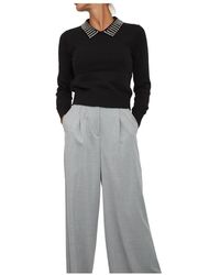 Pinko - Tops ,Zwart ,Wol Zwarte Gebreide Trui - Lyst