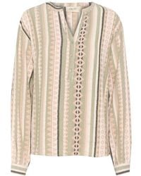 Cream - Tea Jaquard Bluse Mit V-Ausschnitt - Lyst