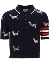 Thom Browne - Gestricktes poloshirt mit jacquard-hector-muster - Lyst