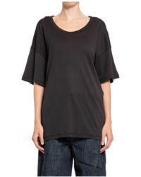 Lemaire - Zwart Geribbelde T-Shirt Met Ronde Hals - Lyst