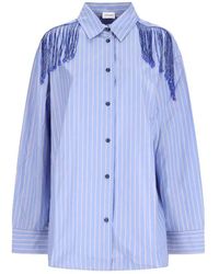 ANDAMANE - Overhemden ,Blauw ,Katoen Miley Fringed Oversized Shirt - Lyst