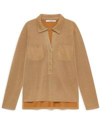 Maliparmi - Truien & Vesten ,Geel ,Polyester Shiny Fluid Lurex Truien - Lyst