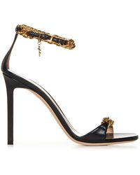 Tom Ford - Sandali in pelle nera con dettaglio catena - Lyst