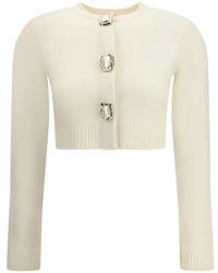 Self-Portrait - Truien & Vesten ,Wit ,Wol Wollen Vest Met Decoratieve Knopen - Lyst