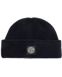 Stone Island - Beanie Met Kompas Logo Patch - Lyst