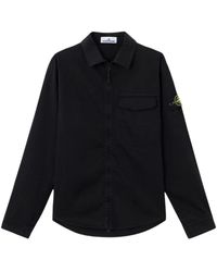 Stone Island - 1200015 Stretch Katoen Satijn Overshirt - Lyst