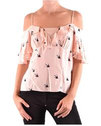 McQueen - Top rosa de viscosa ss 18 - Lyst