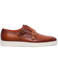Santoni - Leather double-buckle shoe - Lyst