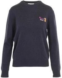 MC2 Saint Barth - Truien & Vesten ,Blauw ,Trui Met Ronde Hals - Lyst