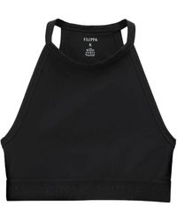 Filippa K - Tops ,Zwart ,Nylon Gelaagde Zwarte Top Met Hoge Hals En Racerback - Lyst