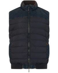 Moorer - Jassen ,Blauw ,Katoen Gewatteerd Gilet Met Rits - Lyst