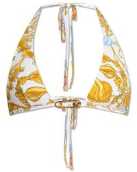 Versace - Badmode ,Veelkleurig ,Underwater Barocco Metallic Bikini Top - Lyst