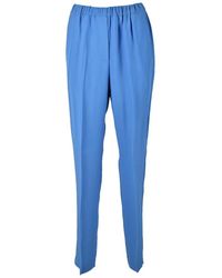 Grifoni - Broeken ,Blauw ,Elegante Viscose Acetaat Broek - Lyst