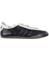 Y-3 - Schwarze Ledersneaker Gestreiftes Logo - Lyst