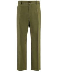 Marni - Broeken ,Groen ,Katoen Wool Straight-Leg Broeken - Lyst