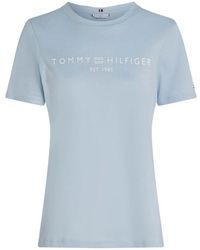 Tommy Hilfiger - Tops ,Blauw ,Katoen Reg Corp Logo C-Nk Ss T-Shirt - Lyst