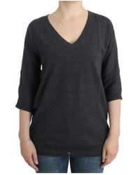 CoSTUME NATIONAL - Truien & Vesten ,Grijs ,Wol Luxe V-Hals Trui - Lyst