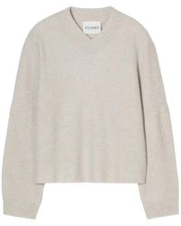 Closed - Truien & Vesten ,Grijs ,Wol Merino Wollen V-Hals Trui - Lyst